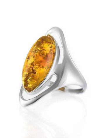 Bold Silver Ring With Lemon Amber The Sonnet, Ring Size: 7 / 17.5, image , picture 3