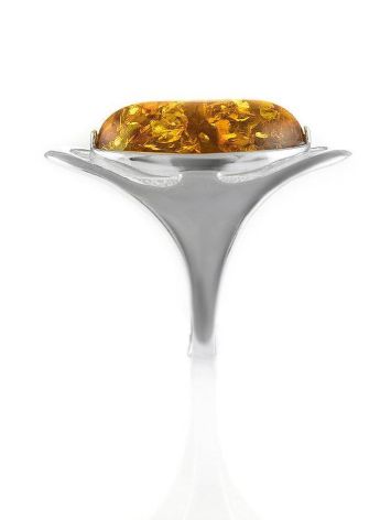 Bold Silver Ring With Lemon Amber The Sonnet, Ring Size: 7 / 17.5, image , picture 5