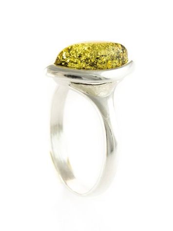 Lovely Silver Ring With Leaf Cut Amber The Amaranth, Ring Size: 5.5 / 16, image , picture 3