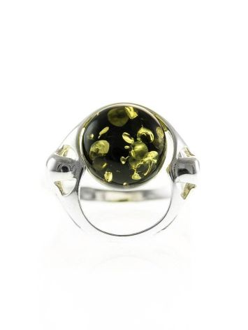 Futuristic Silver Ring With Green Amber The Orion, Ring Size: 9.5 / 19.5, image , picture 4