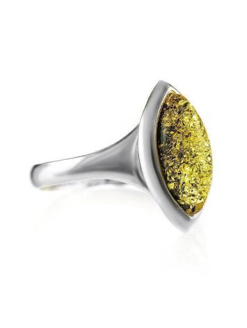 Lovely Silver Ring With Leaf Cut Amber The Amaranth, Ring Size: 9 / 19, image 