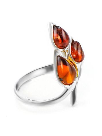 Floral Amber Ring In Sterling Silver The Verbena, Ring Size: 11.5 / 21, image 