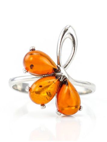Refined Amber Ring In Sterling Silver The Dandelion, Ring Size: 8 / 18, image 