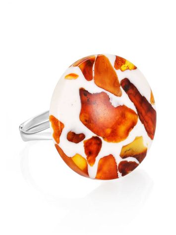 Cognac Amber Adjustable Ring With Jewelry Polymer The Dalmatian, Ring Size: Adjustable, image 