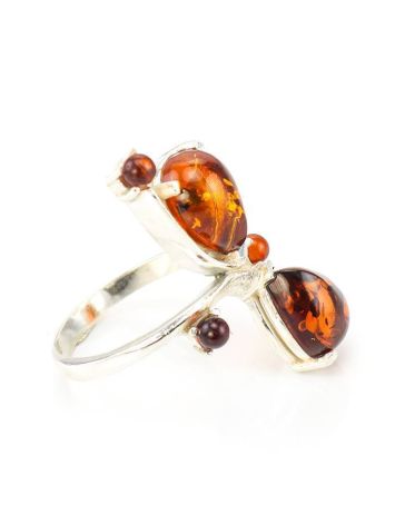Cognac Amber Ring In Sterling Silver The Symphony, Ring Size: 5.5 / 16, image 