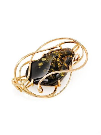 Handcrafted Amber Brooch In Gold Plated Silver The Rialto, image 