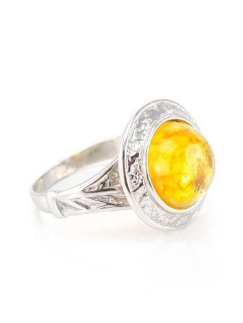 Round Cut Amber Ring In Sterling Silver The Hermitage, Ring Size: 6.5 / 17, image 