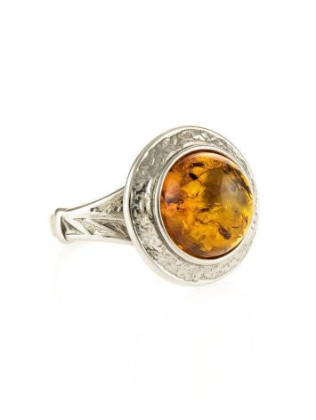 Sterling Silver Ring With Cognac Amber The Hermitage, Ring Size: 6.5 / 17, image 