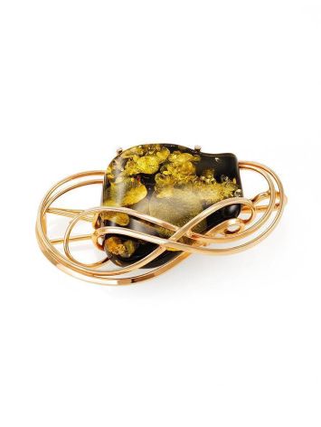 Handcrafted Amber Brooch In Gold Plated Silver The  Rialto, image 