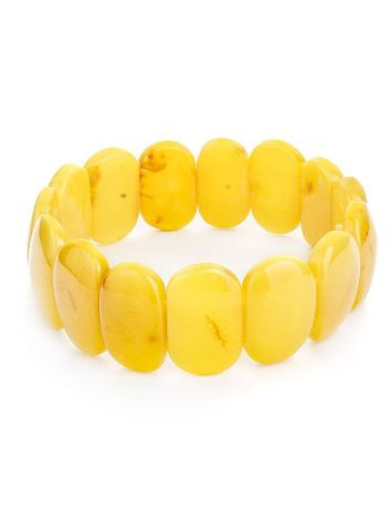 Honey Amber Flat Beaded Stretch Bracelet, image 