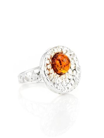 Opulent Silver Ring With Cognac Amber The Venus, Ring Size: 10 / 20, image 