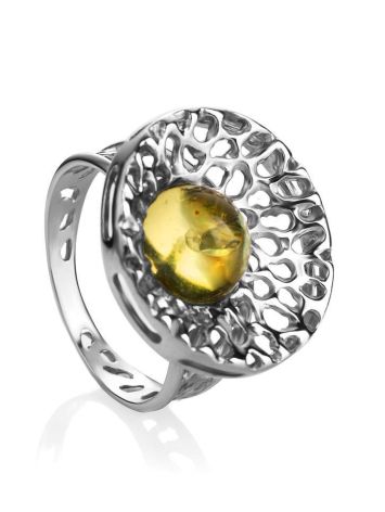 Bold Silver Ring With Lemon Amber The Venus, Ring Size: 5.5 / 16, image 