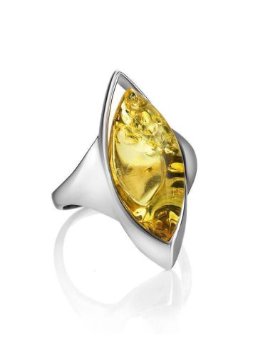 Sterling Silver Ring With Luminous Lemon Amber The Taurus, Ring Size: 5.5 / 16, image 