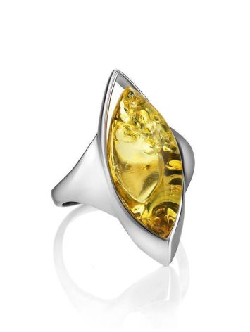Sterling Silver Ring With Luminous Lemon Amber The Taurus, Ring Size: 11 / 20.5, image 