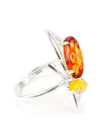 Geometric Multicolor Amber Ring In Sterling Silver The Pegasus, Ring Size: 7 / 17.5, image 