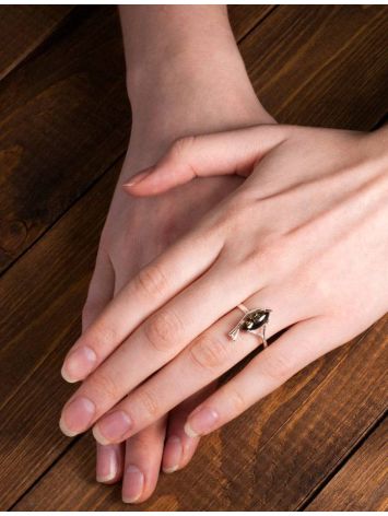 Green Amber Ring In Sterling Silver The Verbena, Ring Size: 5.5 / 16, image , picture 5