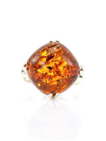 Sterling Silver Ring With Cognac Amber The Byzantium, Ring Size: 10 / 20, image , picture 2