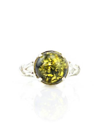 Green Amber Ring In Sterling Silver The Shanghai, Ring Size: 6 / 16.5, image , picture 3