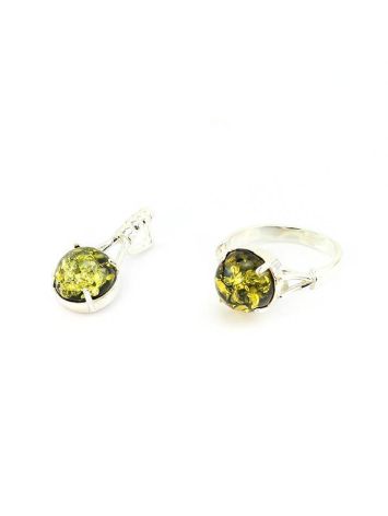Green Amber Ring In Sterling Silver The Shanghai, Ring Size: 11.5 / 21, image , picture 5
