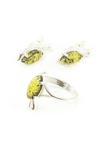Green Amber Ring In Sterling Silver The Verbena, Ring Size: 5.5 / 16, image , picture 6