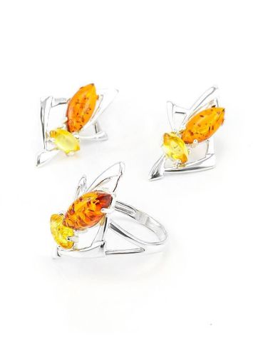 Geometric Multicolor Amber Ring In Sterling Silver The Pegasus, Ring Size: 7 / 17.5, image , picture 5