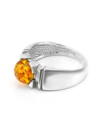 Bold Silver Ring With Cognac Amber The Rondo, Ring Size: 6 / 16.5, image , picture 2
