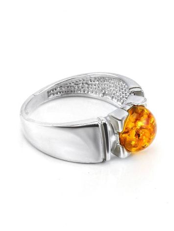Bold Silver Ring With Cognac Amber The Rondo, Ring Size: 6 / 16.5, image , picture 3