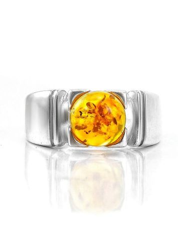 Bold Silver Ring With Cognac Amber The Rondo, Ring Size: 6 / 16.5, image , picture 4