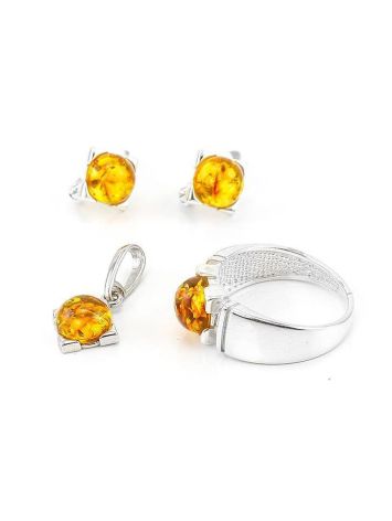 Bold Silver Ring With Cognac Amber The Rondo, Ring Size: 6 / 16.5, image , picture 5