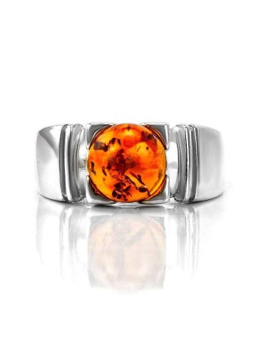 Stylish Silver Ring With Cherry Amber The Rondo, Ring Size: 11 / 20.5, image , picture 5