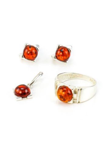 Stylish Silver Ring With Cherry Amber The Rondo, Ring Size: 11 / 20.5, image , picture 6