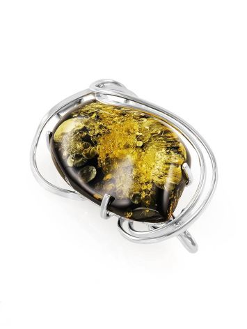 Handcrafted Brooch In Sterling Silver With Green Amber the Rialto, image , picture 3