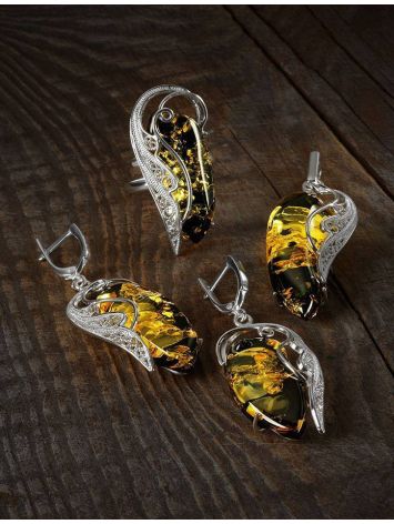 Voluptuous Amber Pendant In Sterling Silver The Dew, image , picture 3