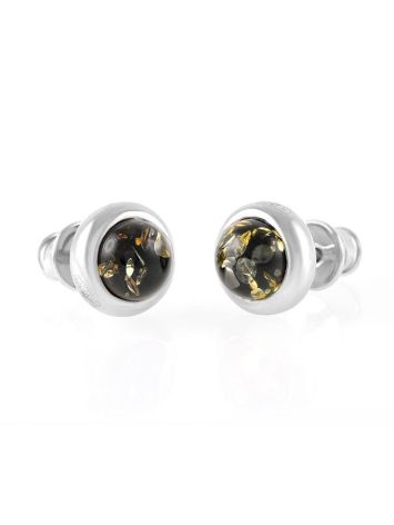 Lovely Silver Studs With Green Amber The Berry, image , picture 3