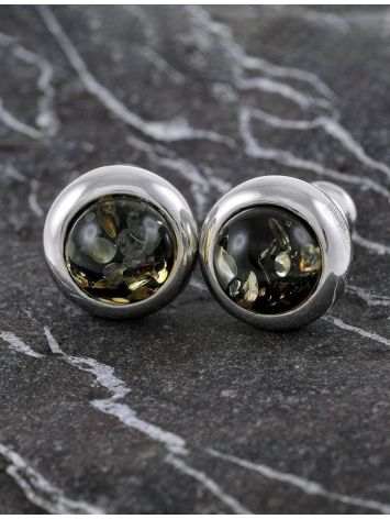 Lovely Silver Studs With Green Amber The Berry, image , picture 5
