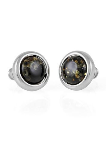 Lovely Green Amber Stud Earrings In Sterling Silver The Berry, image , picture 3