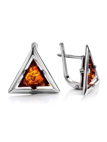 Triangle Amber Earrings In Sterling Silver The Mistral, image , picture 3