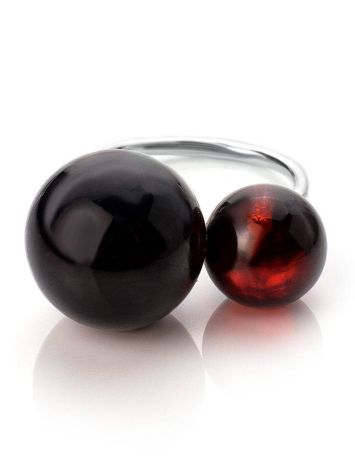 Open Silver Ring With Cherry Amber The Paris, Ring Size: Adjustable, image , picture 4