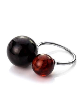 Open Silver Ring With Cherry Amber The Paris, Ring Size: Adjustable, image , picture 5
