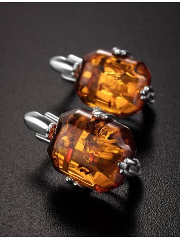Faceted Amber Earrings In Sterling Silver The Jazz, image , picture 2