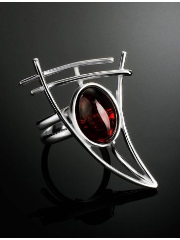 Adjustable Amber Ring In Sterling Silver The Sail, Ring Size: Adjustable, image , picture 2