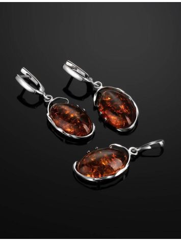 Oval Amber Pendant In Sterling Silver The Vivaldi, image , picture 4