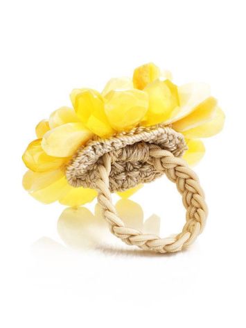 Adjustable Amber Ring The Chrysanthemum, Ring Size: Adjustable, image , picture 3