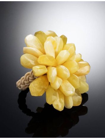 Adjustable Amber Ring The Chrysanthemum, Ring Size: Adjustable, image , picture 2