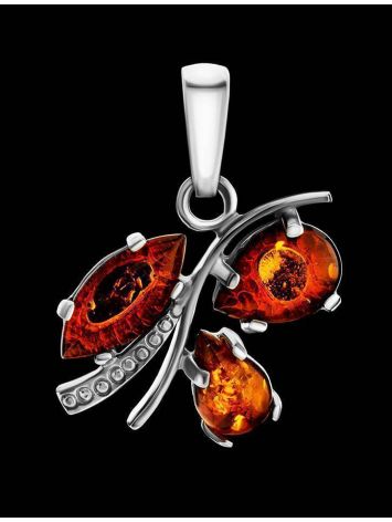Cognac Amber Pendant In Sterling Silver The Verbena, image , picture 2