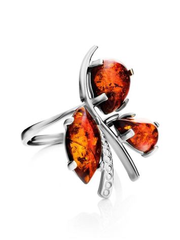 Sterling Silver Ring With Cognac Amber The Verbena, Ring Size: 5.5 / 16, image , picture 4
