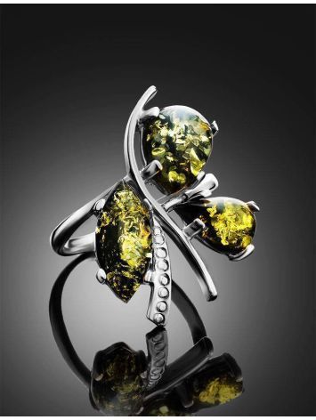 Green Amber Ring In Sterling Silver The Verbena, Ring Size: 11.5 / 21, image , picture 2