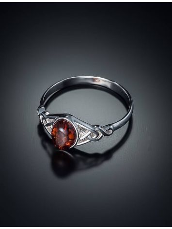 Sterling Silver Ring With Cognac Amber The Freya, Ring Size: 9 / 19, image , picture 2