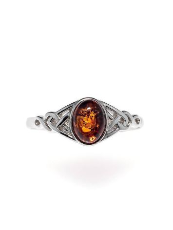 Sterling Silver Ring With Cognac Amber The Freya, Ring Size: 9 / 19, image , picture 3