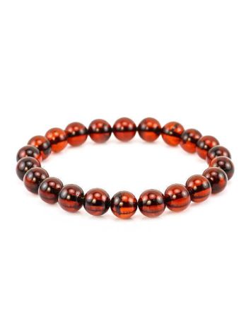 Dark Cherry Amber Medium Size Beaded Bracelet, image 
